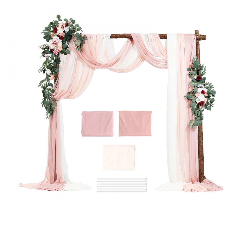 XH-HQ08 - Elegant 33ft Wedding Arch Flowers Kit with Drapes & Straps