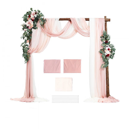 XH-HQ08 - Elegant 33ft Wedding Arch Flowers Kit with Drapes & Straps