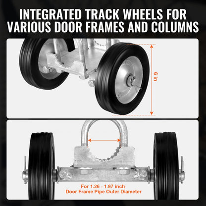 DW6 - Heavy-Duty Sliding Door Kit with Rubber Wheels, 600 lbs Capacity