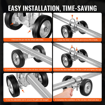 DW6 - Heavy-Duty Sliding Door Kit with Rubber Wheels, 600 lbs Capacity