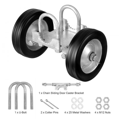 DW6 - Heavy-Duty Sliding Door Kit with Rubber Wheels, 600 lbs Capacity
