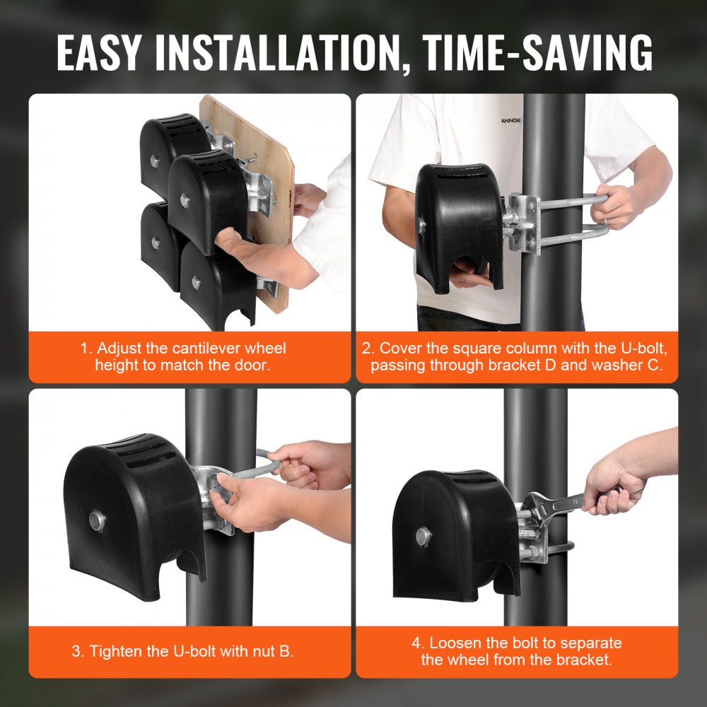 NGW4238 - Heavy-Duty Sliding Door Kit with Nylon Rollers and Steel Bracket