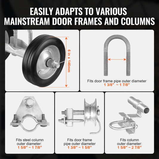 GKIT6 - Heavy-Duty 6” Sliding Gate Kit, Supports Up to 600 lbs