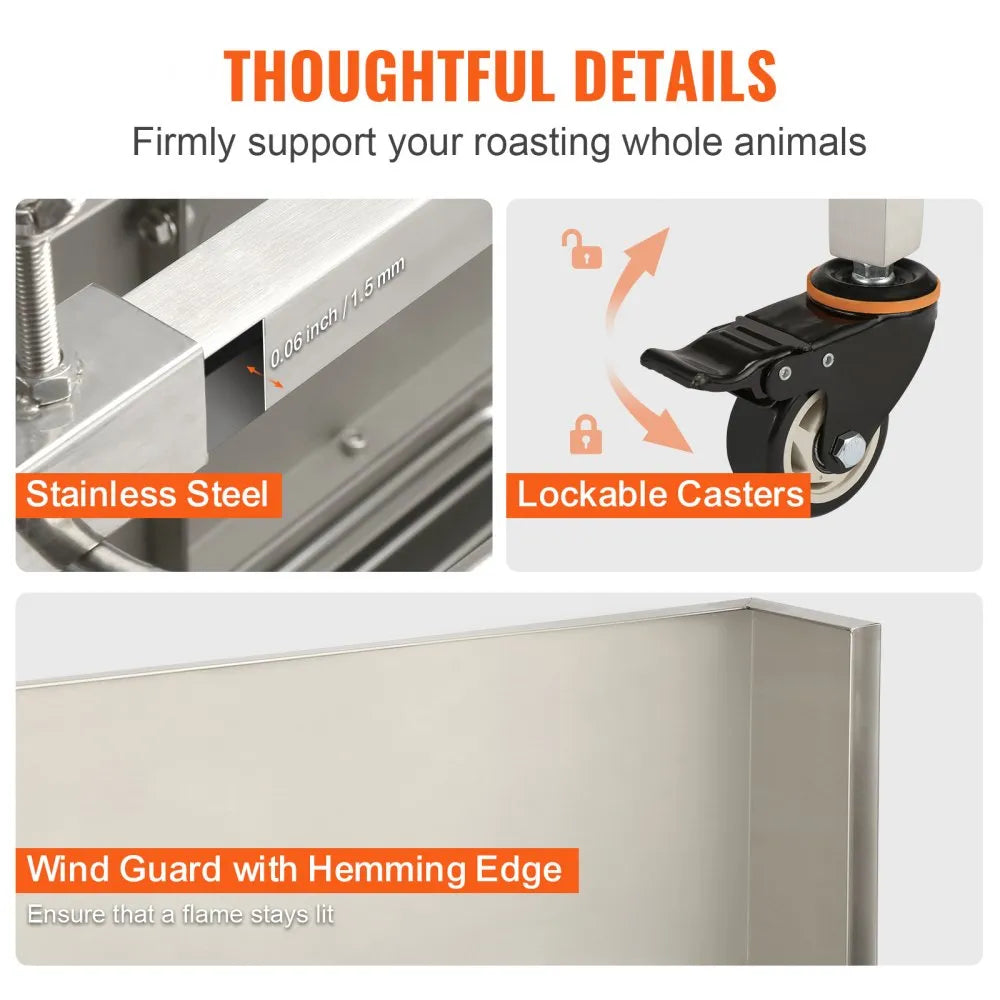 07989 - 46" Stainless Steel Rotisserie for Pig, Lamb & Chicken