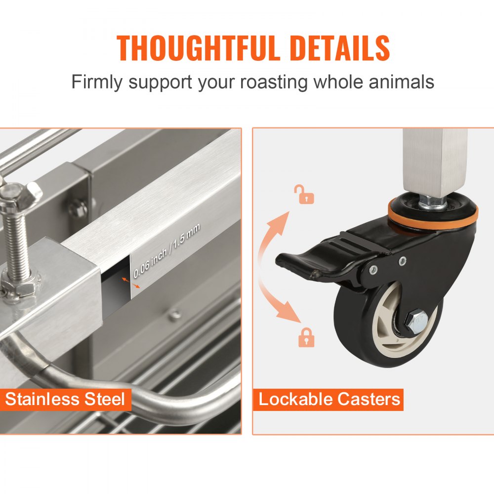 07989 - 46" Stainless Steel BBQ Rotisserie for 90 lbs Roasting