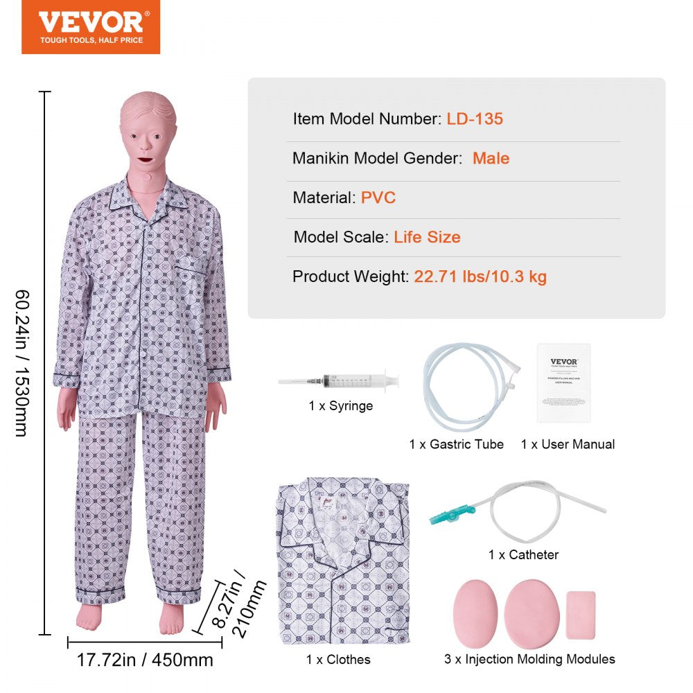 LD-135 - Realistic Male Nursing Manikin with Injection Practice Kit