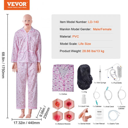 LD-140 - Life-Size Nursing Manikin, 68.9" for Training Scenarios