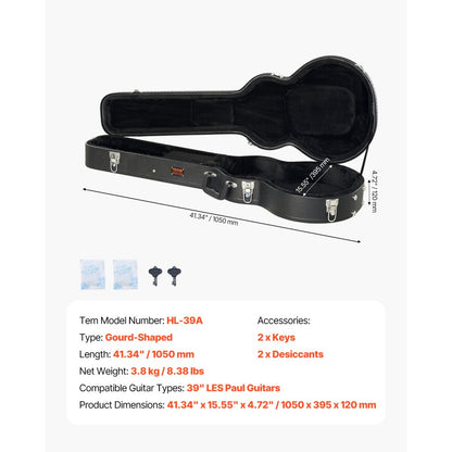 HL-39A - 41.34" LES Paul Hard Case with Cushioned Interior