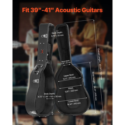 HL-41A - 43.31" Waterproof Guitar Hard Case with Plush Lining