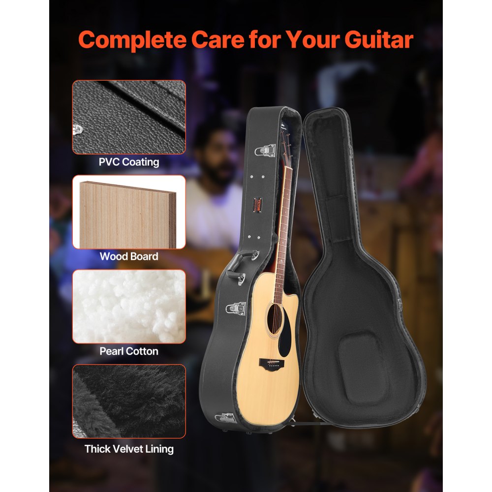 HL-41A - 43.31" Waterproof Guitar Hard Case with Plush Lining