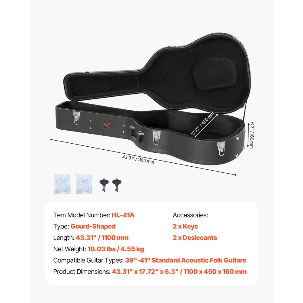 HL-41A - 43.31" Waterproof Guitar Hard Case with Plush Lining