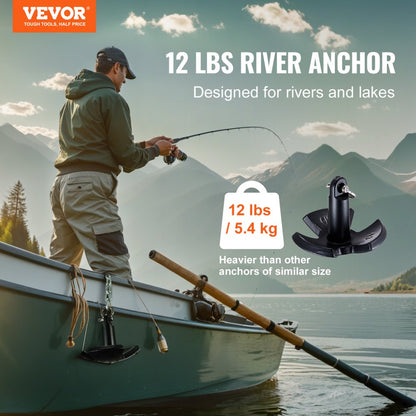 AN20-12LB - 12 lbs VEVOR River Anchor with 3-Claw Design for Stability
