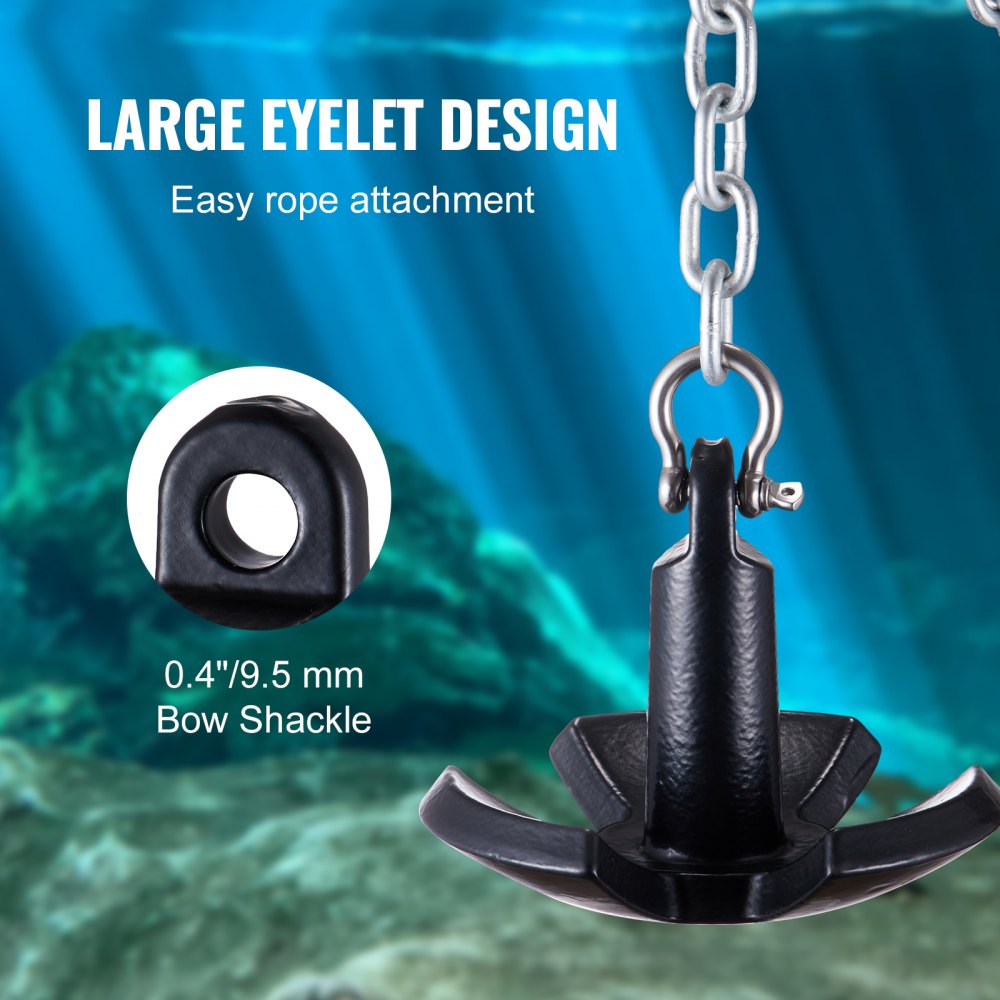 AN20-12LB - 12 lbs VEVOR River Anchor with 3-Claw Design for Stability