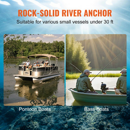 AN20-30LB - 30 LBS Vinyl-Coated River Anchor with 3-Claw Design