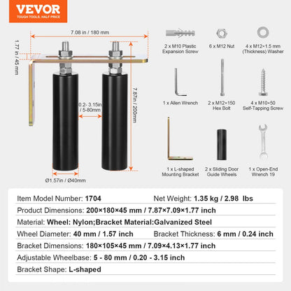1704 - Heavy-Duty Steel Sliding Gate Kit with Nylon Rollers