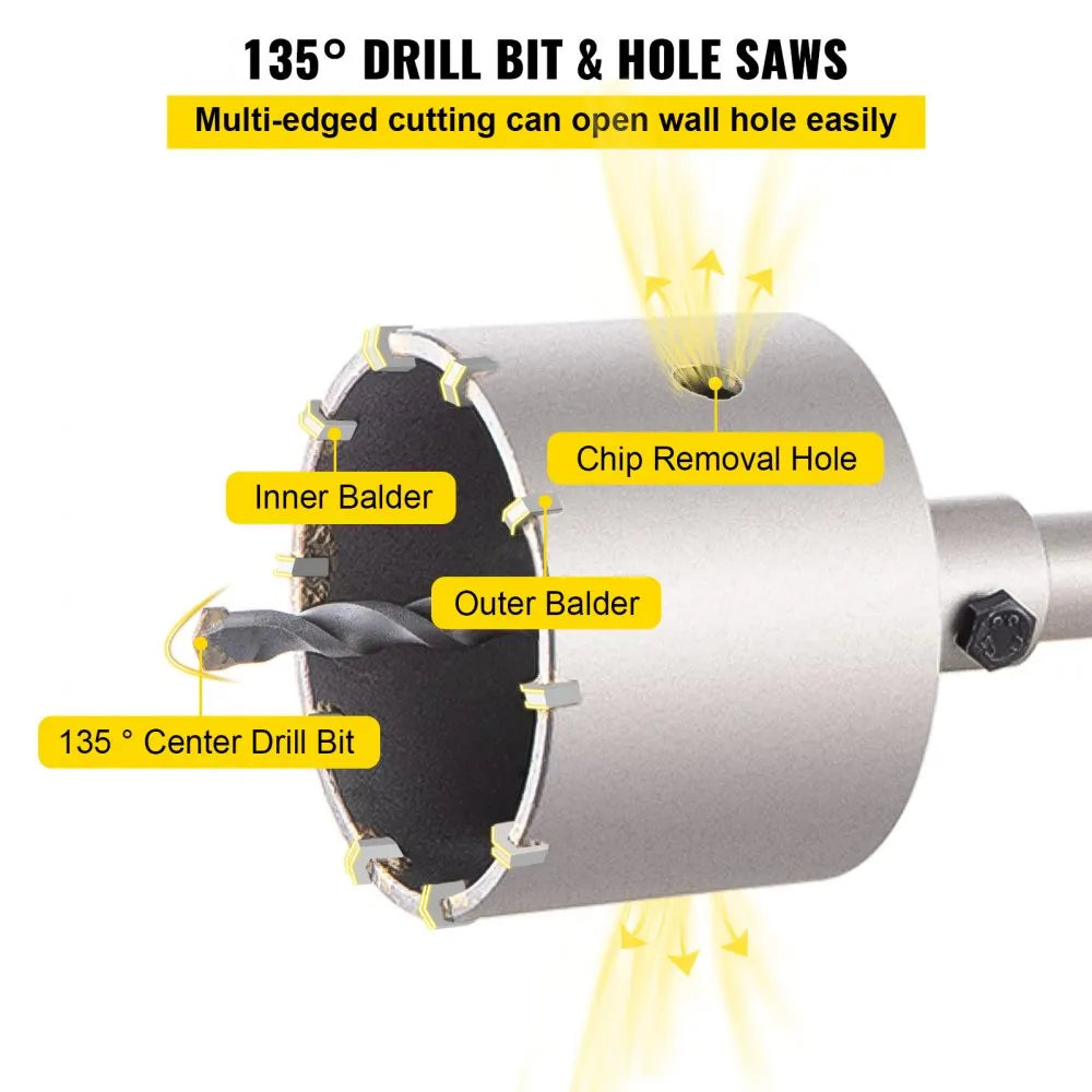 QBKKQ-1 - 1-2/11" to 3-15/16" Masonry Hole Saw with 135° Drill Bit