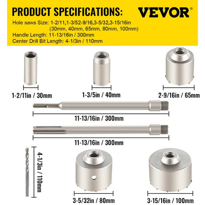 QBKKQ-1 - 1-2/11" to 3-15/16" Masonry Hole Saw with 135° Drill Bit
