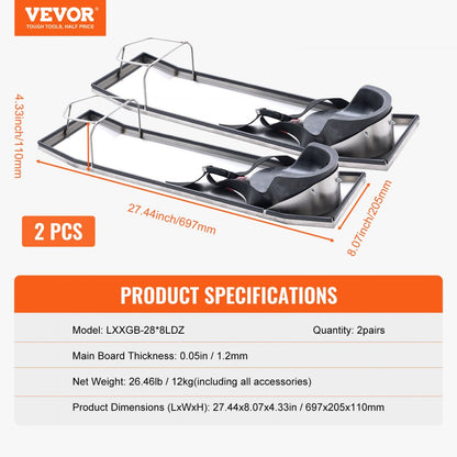 010527030781 - VEVOR 28"x8" Stainless Steel Knee Boards with EVA Comfort