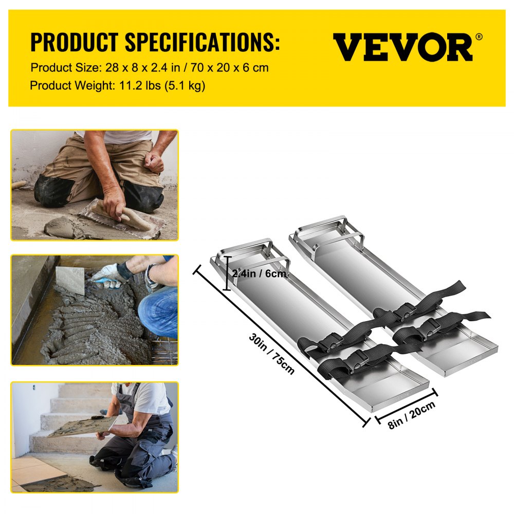 010407885482 - 30"x8" Stainless Steel Kneeboards for Concrete Protection