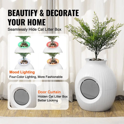 SH2805 - Cozy Hidden Cat Litter Box with Odor Control and Plant Décor