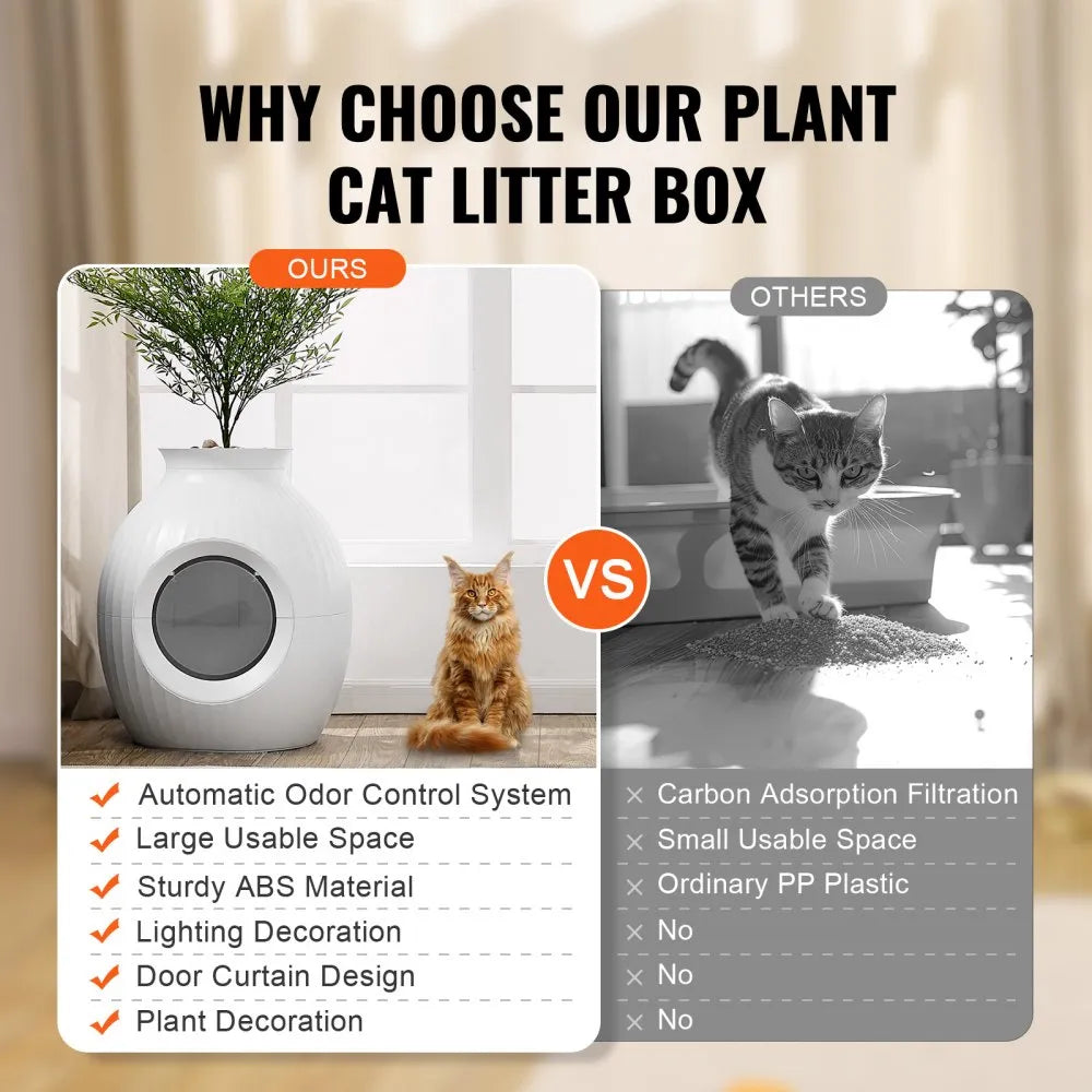 SH2805 - Cozy Hidden Cat Litter Box with Odor Control and Plant Décor