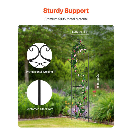 TFHPJ38152-1 - Durable 60" Metal Garden Trellis for Climbing Plants