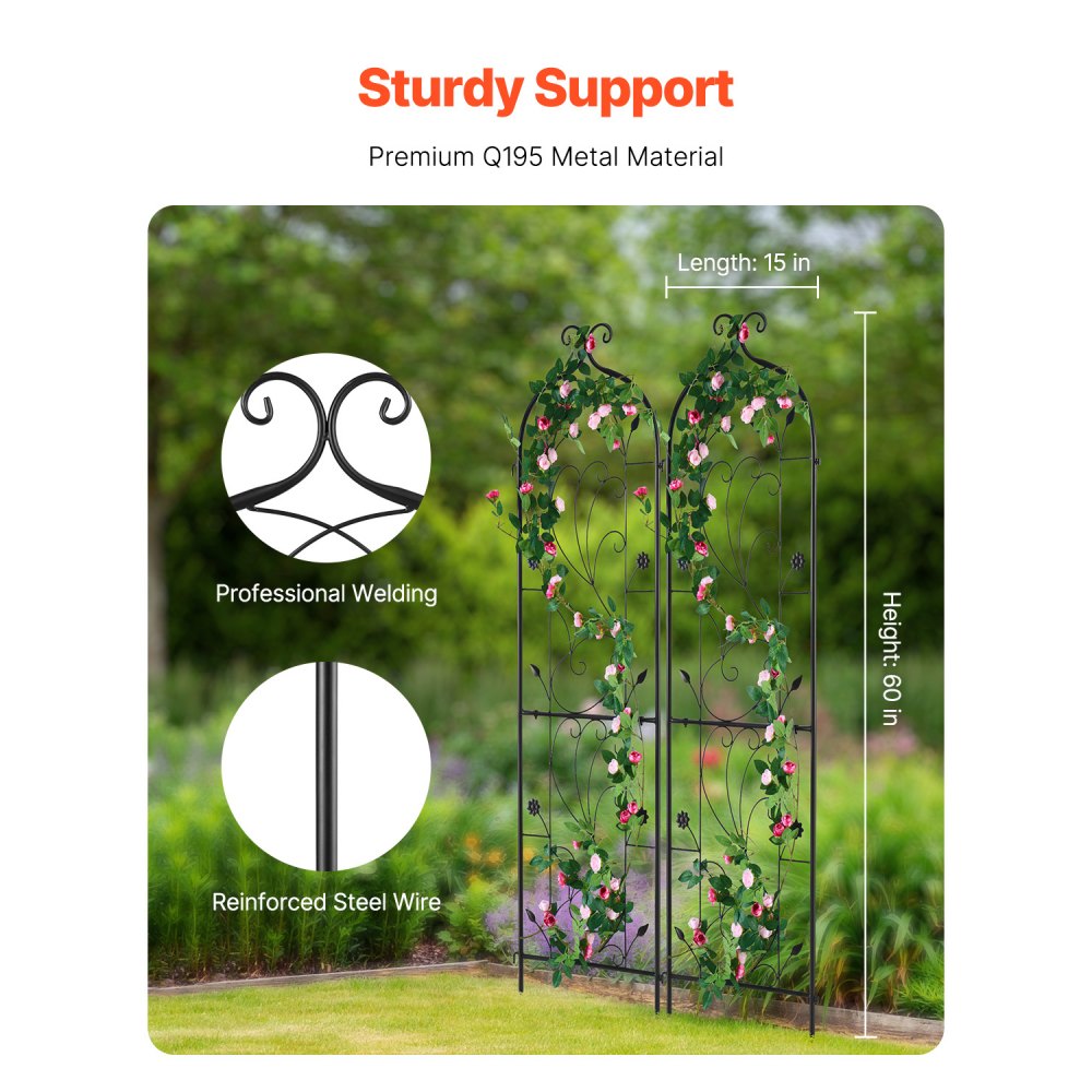 TFHPJ38152-2 - Durable 60x15in Metal Trellis for Climbing Plants & Garden Art