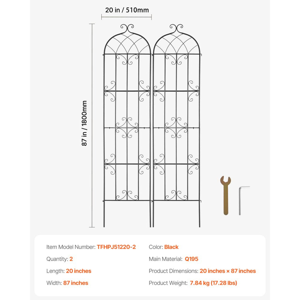 TFHPJ51220-2 - 87 x 20 in. Durable Metal Trellis for Climbing Plants