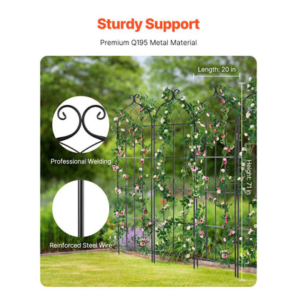 TFHPJ51180-4 - 71" Metal Garden Trellis for Climbing Plants, Durable Support