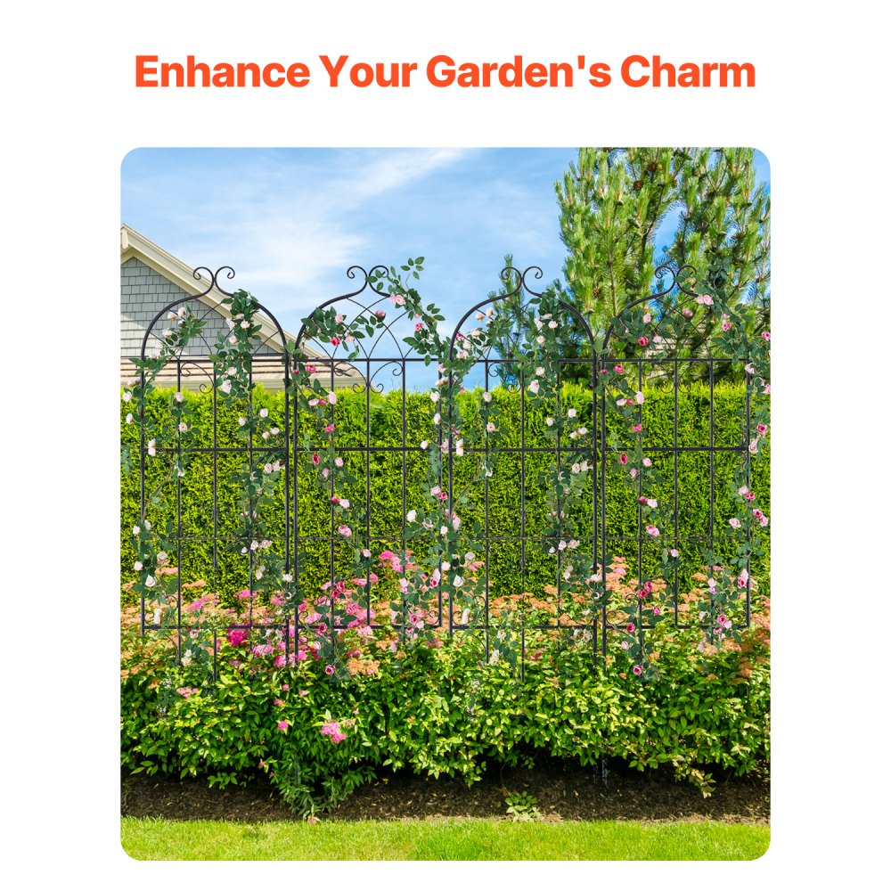 TFHPJ51180-4 - 71" Metal Garden Trellis for Climbing Plants, Durable Support
