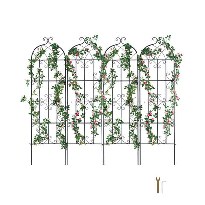 TFHPJ51180-4 - 71" Metal Garden Trellis for Climbing Plants, Durable Support