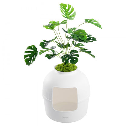 BP292 - Spacious Odor-Resistant Cat Litter Box with Decor Plant Design