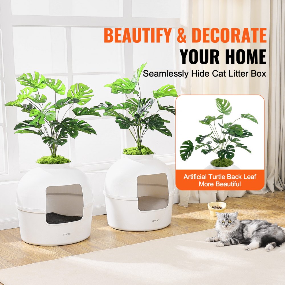 BP292 - Cozy Cat Litter Box with Hidden Plant Design & Odor Control