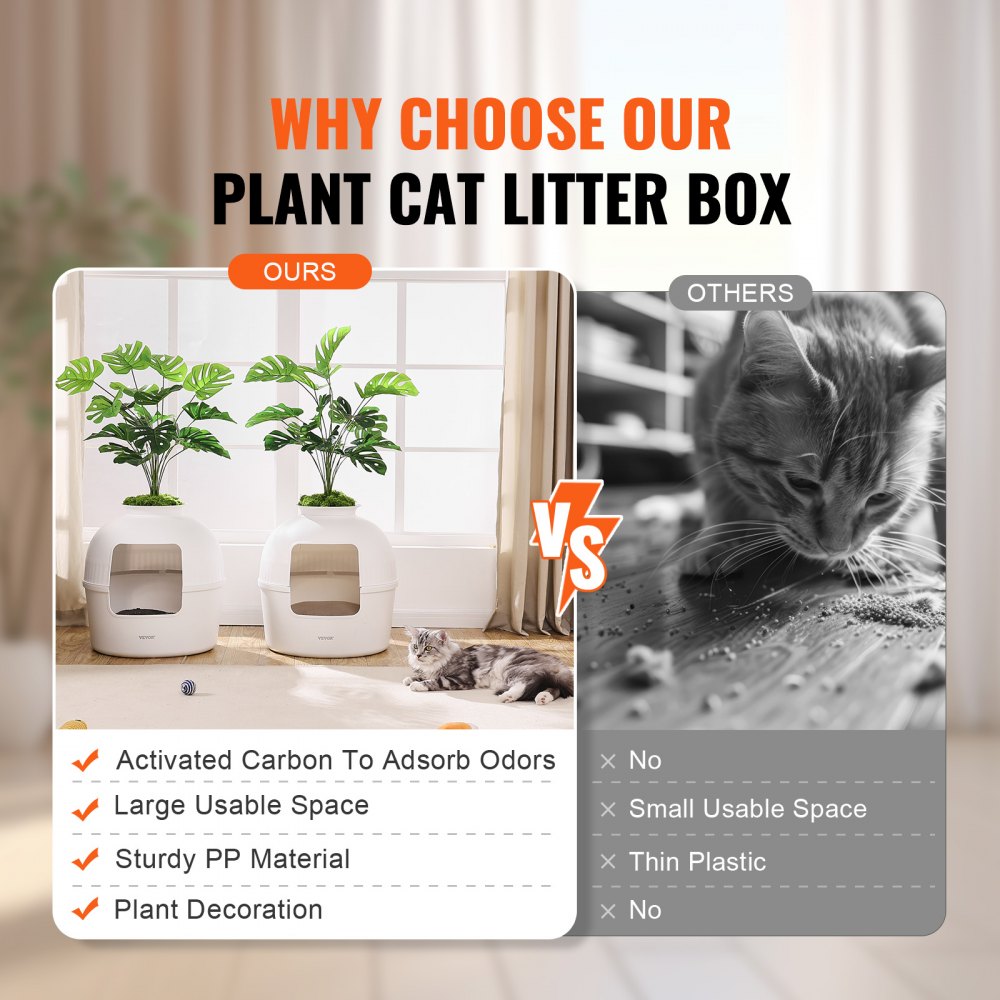 BP292 - Cozy Cat Litter Box with Hidden Plant Design & Odor Control