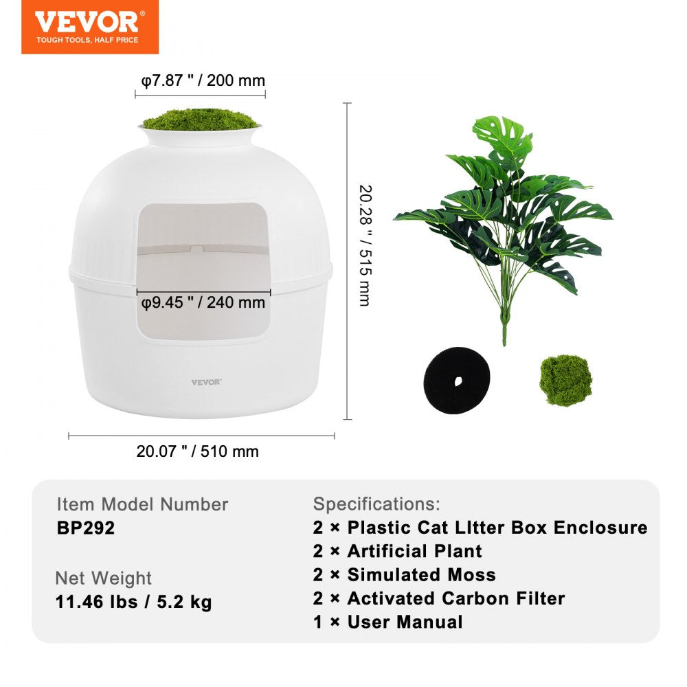 BP292 - Cozy Cat Litter Box with Hidden Plant Design & Odor Control