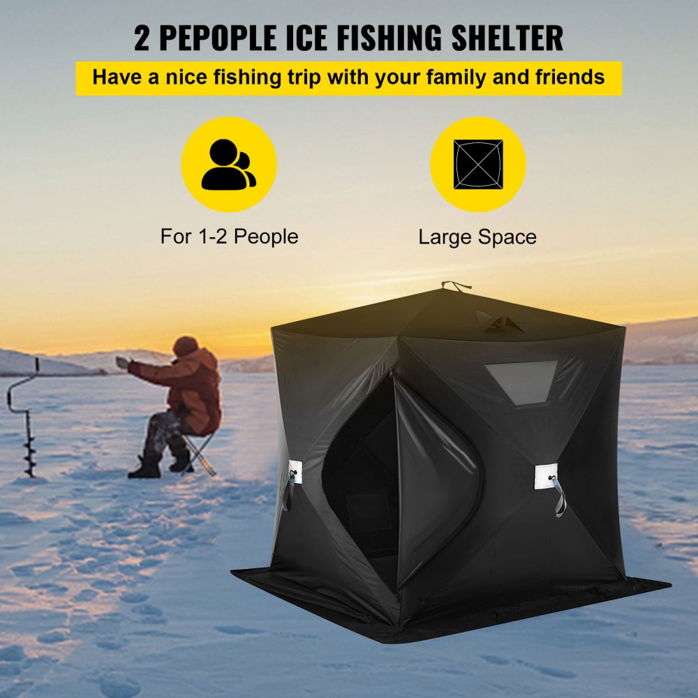 010325563728 - 2-3 Person Portable Ice Fishing Tent, 23.7 sq ft, 300D Fabric