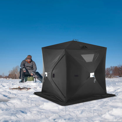010325563728 - 2-3 Person Portable Ice Fishing Tent, 23.7 sq ft, 300D Fabric