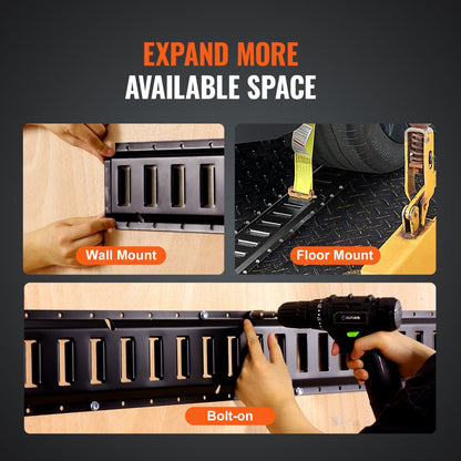 JC23-ETR-2FT4PCS - Heavy-Duty Steel E-Track Rail Kit with 2000 lbs Capacity