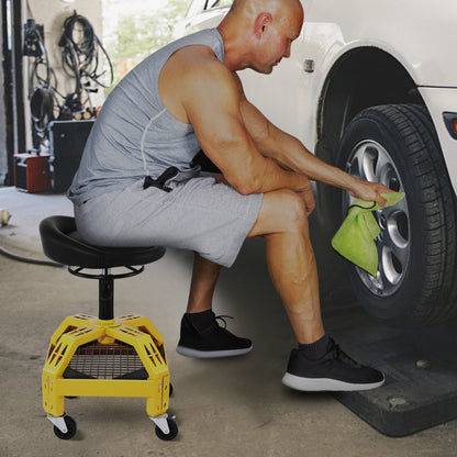 VVCCGLJH4L - Adjustable Rolling Garage Stool with Tool Tray & 360° Wheels