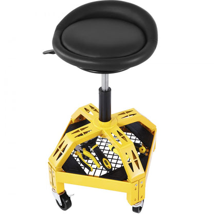VVCCGLJH4L - Adjustable Rolling Garage Stool with Tool Tray & 360° Wheels