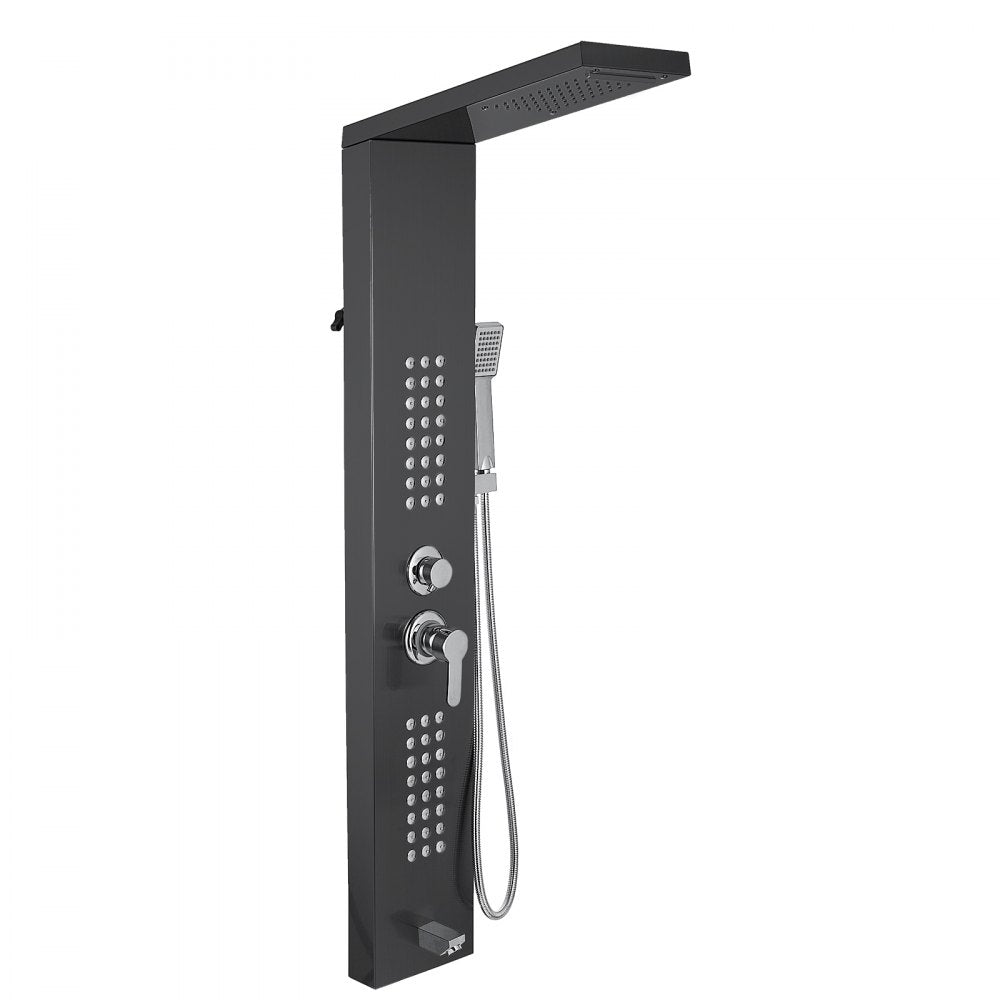 010647380856 - 304 Stainless Steel Shower Panel with 5 Functions & Massage Jets