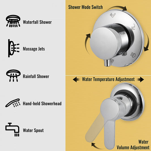 010377724085 - Luxurious 5-Function Stainless Steel Shower Panel System