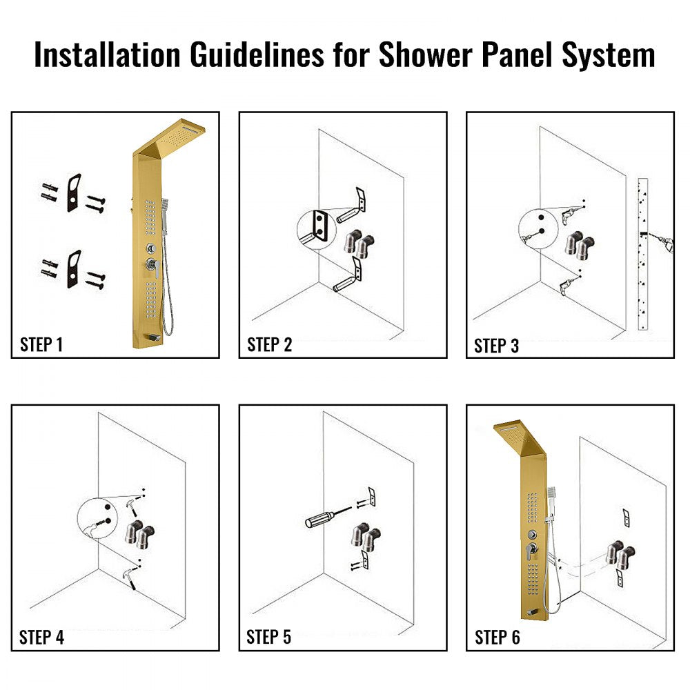 010377724085 - Luxurious 5-Function Stainless Steel Shower Panel System