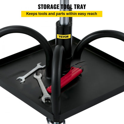 VVCCGLJH4L - Adjustable Rolling Garage Stool with Storage Tray, 300LBS Capacity