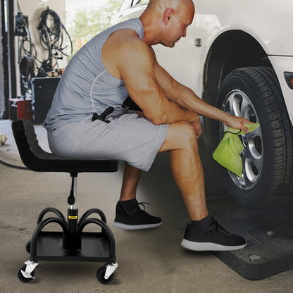 VVCCGLJH4L - Adjustable Rolling Garage Stool with Storage Tray, 300LBS Capacity