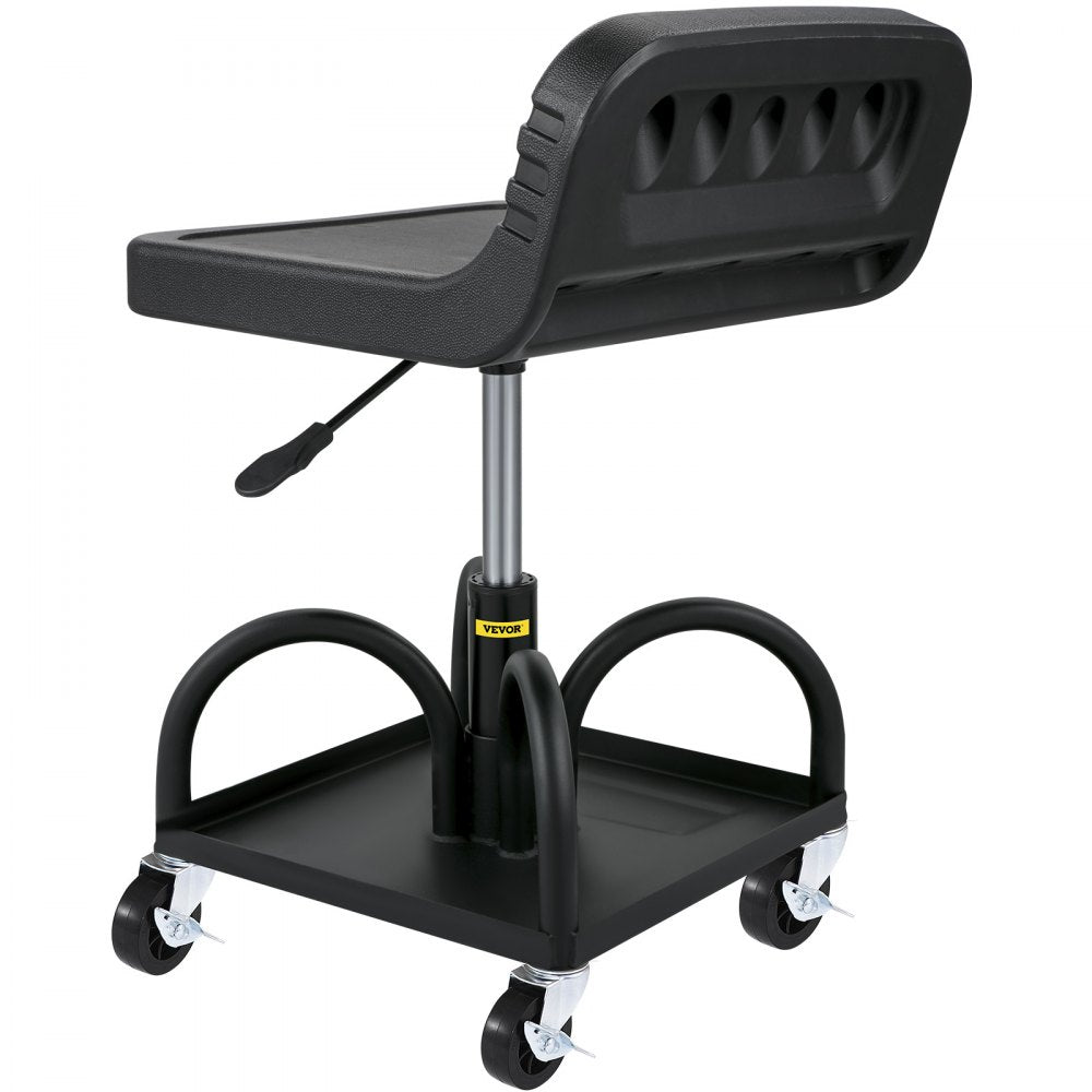 VVCCGLJH4L - Adjustable Rolling Garage Stool with Storage Tray, 300LBS Capacity