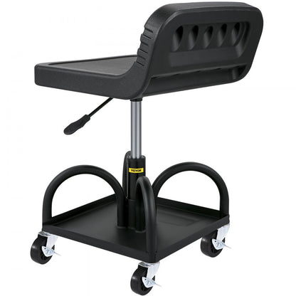 VVCCGLJH4L - Adjustable Rolling Garage Stool with Storage Tray, 300LBS Capacity