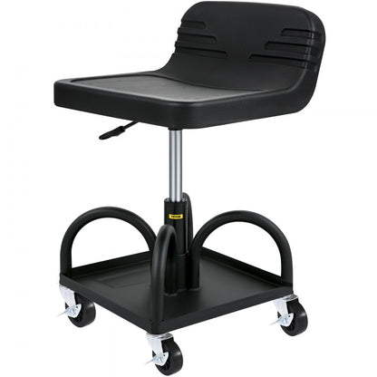 VVCCGLJH4L - Adjustable Rolling Garage Stool with Storage Tray, 300LBS Capacity