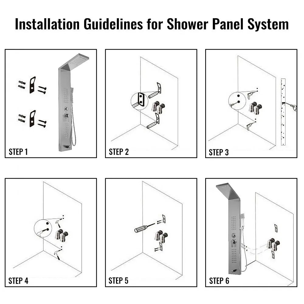 010887405986 - Multifunction 304 Stainless Steel Shower Panel with 5 Functions