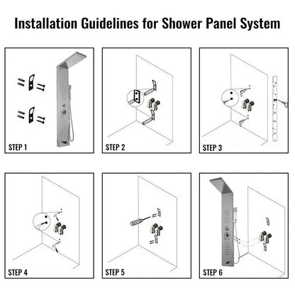 010887405986 - Multifunction 304 Stainless Steel Shower Panel with 5 Functions